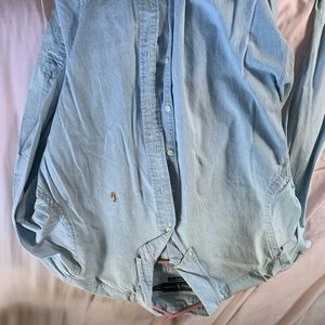 RARE denim polo button down